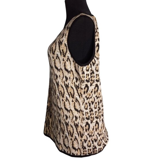 Chicos Size 2 L Knit Top Womens Vivid Cheetah Amelia Tank Sleeveless Sweater - Picture 6 of 8